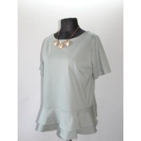 Elegancka Bluzka z falbankami idealna pod żakiet - oliwkowa